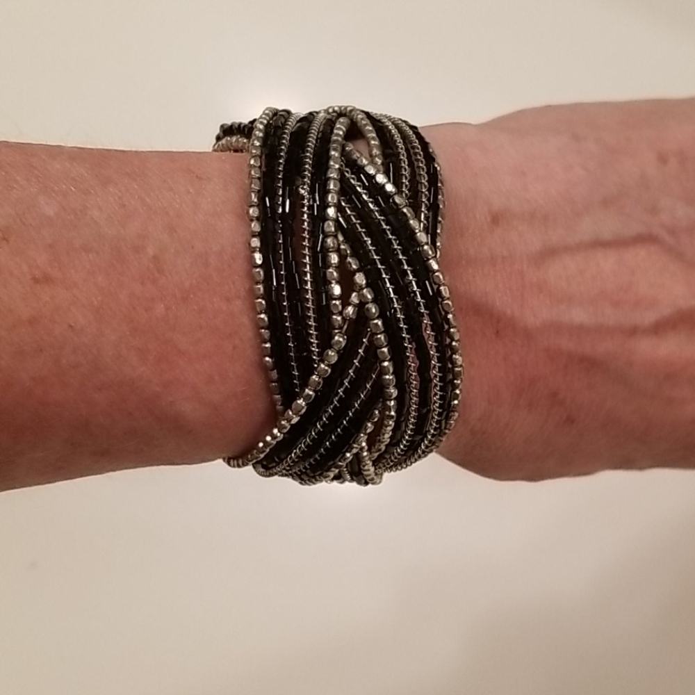 Express Black and Silver Beaded Bracelet